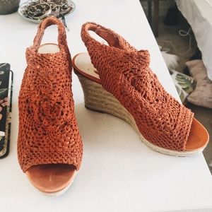 Burnt Orange Mesh Wedges